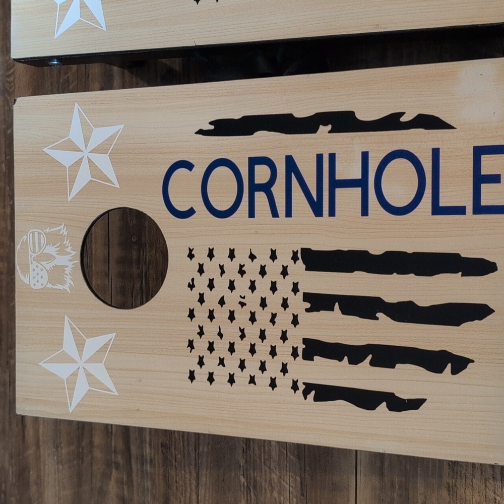 Travel Cornhole Game Set with Blue and Red Bean Bags - Picture 2 of 15
